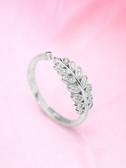 Zavya - Classy Branch Cut Cz Studded 925 Silver Ring Adjustable