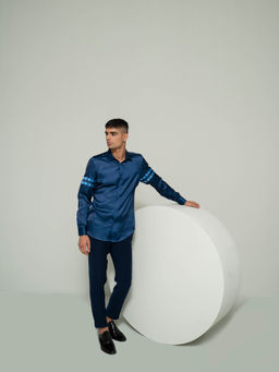 Varun Chakkilam - Blue Hourglass Striped Shirt