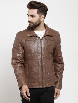 Teakwood - Men's Brown Solid Geniune Leather Jacket