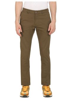 U.S. POLO ASSN. - Men Dark Khaki Denver Slim Fit Solid Casual Trousers