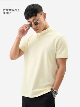 The Souled Store - Solids White Mandarin T-Shirt