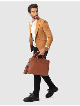 SENNES - Brown Magnifico Laptop Bag with Detachable Strap (L)