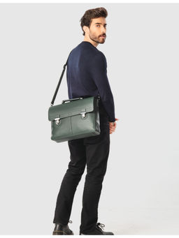 SENNES - Green Maschile Laptop Bag with Detachable Strap (L)