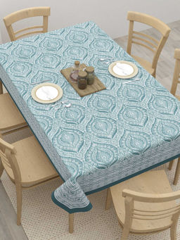 Home Affairs - Ethnic Cotton 6-Seater Blue Rectangular Table Cover
