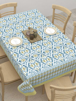 Home Affairs - Ethnic Cotton 6-Seater Blue Rectangular Table Cover