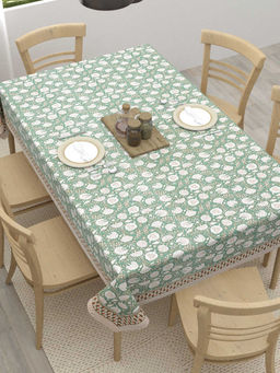 Home Affairs - Ethnic Cotton 6-Seater Green Rectangular Table Cover