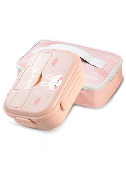 Little Surprise Box - Big Size Clouds Bunny Stainless Steel Lunch Box With Lunch Bag & Free Dip Box