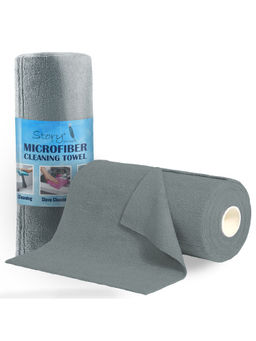 Story@Home - 360 Gsm Microfiber 20 Pcs Cloth Roll Cleaning Towels, Grey