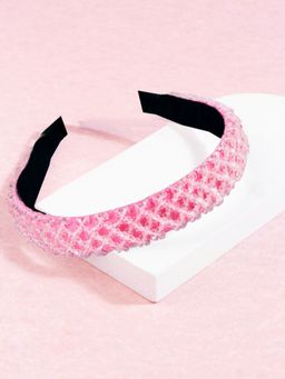 OOMPH - Pink Crystal Studded Fashion Party Thick Hair Band