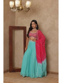 DEASHA INDIA - Women Pink Viscose Embellished Kurti with Sharara and Dupatta