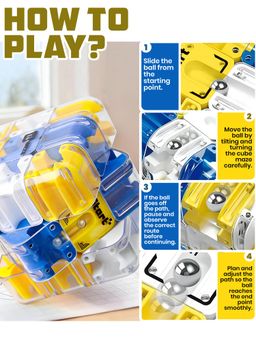 Wembley - Blue 3D Maze Cube Ball Game Compact Handheld Puzzle (3 Years)