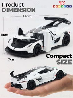 Wembley - White Pull Back Action Collectible Car 1:32 Scale Die-Cast Sports Car Toy (3 Years)