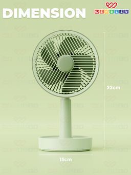 Wembley - Green Rechargeable Portable 3 Speed Mini Desktop & Handheld Fan (3 Years)