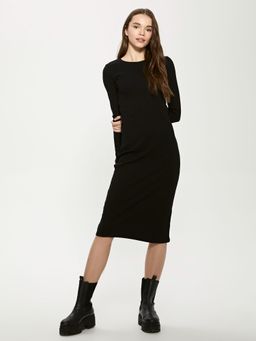 LC WAIKIKI - Crew Neck Straight Long Sleeve Womens Ribbed Dress