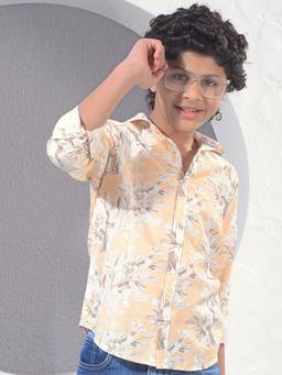 CRIMSOUNE CLUB - Boy's Yellow Floral Print Shirt