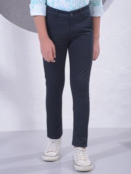CRIMSOUNE CLUB - Boy's Navy Blue Checked Trousers