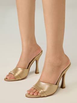 RSVP by Nykaa Fashion - Gold Round Toe Stiletto Party Heel for Women