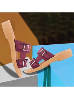 BERSACHE - Extra Soft Classic Casual Maroon Sandals for Womens