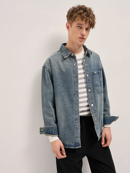 The Bear House - Men Blue Regular Fit Full Sleeve Denim Jacket