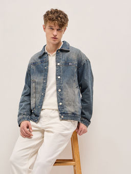 The Bear House - Men Blue Regular Fit Full Sleeve Denim Jacket