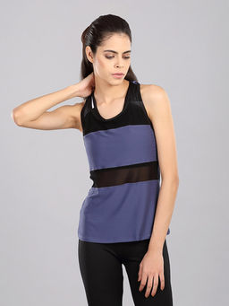 Kica - Victory Racer Back Tank Top With Mesh - Blue