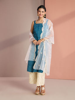 Lehan - Lehan's White Organza Embroidered Embellished & Sequined Dupatta