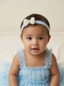 Choko - Kids Pearl Bow Detailing Headband-Light Blue