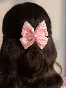 Choko - Kids Sequined Bow Tic Tac Hairclip-Pink