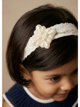 Choko - Pearl Net Stretchable Hair Band Teardrop Pearls Elegant Pattern