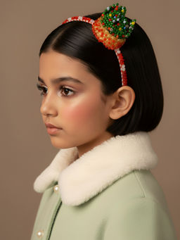 Choko - Holiday Santa Crown Tiara Hairband. Santa Red & Green Christmas Kids Hair Accessory for Girls