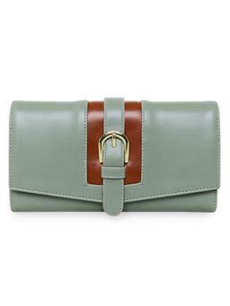 ESBEDA - Olive Green Color Buckle Strap Bifold Wallet For Women