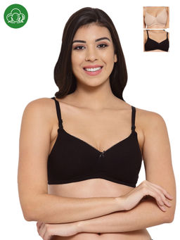 Inner Sense - Organic Cotton Antimicrobal Padded T-Shirt Bra -Pack Of 3 -Multi-Color