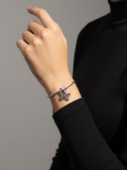 NVR - Women Silver Plated Adjustable Butterfly Bracelet