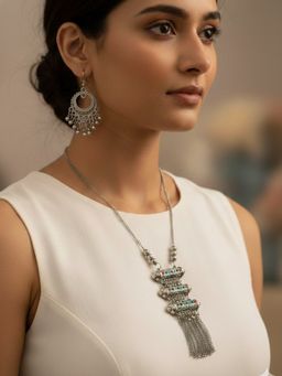 NVR - Women Oxidized Silver-Plated Tribal Jewellery Set