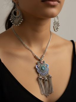 NVR - Women's Oxidised Silver-Plated Tribal Jewellery Set