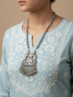 NVR - Women Oxidized Silver-Plated Elephant Design Necklace