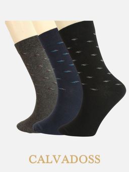 Calvadoss - Men Patterned Design Calf Length Socks (Pack Of 3)
