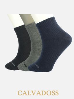 Calvadoss - Men Solid Design Ankle Length Socks (Pack Of 3)