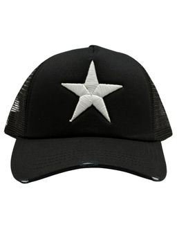 The Tie Hub - Black Mens Mesh Snapback Trucker Baseball Cap with Star Design