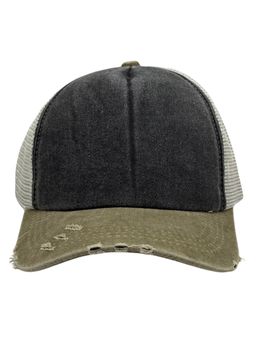 The Tie Hub - Charcoal & Olive Mens Solid Rugged Mesh Snapback Trucker Cap