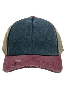 The Tie Hub - Blue & Maroon Mens Solid Rugged Mesh Snapback Trucker Cap