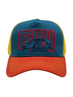 The Tie Hub - Blue Yellow & Orange Mens Sport Car Mesh Snapback Trucker Cap