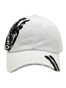 The Tie Hub - White Mens Vibrate Printed Distressed Snapback Baseball Cap