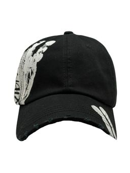 The Tie Hub - Black Mens Vibrate Printed Distressed Snapback Baseball Cap