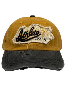 The Tie Hub - Mustard & Black Mens Athlete Distressed Snapback Baseball Cap