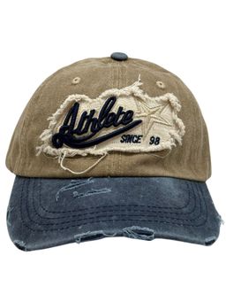 The Tie Hub - Beige & Blue Mens Athlete Distressed Snapback Baseball Cap