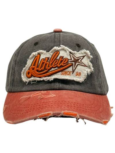 Grey & Rust Mens Athlete Distressed Snapback Baseball Cap