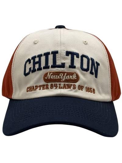 Navy Blue & Rust Orange Mens Chilton Snapback Baseball Cap