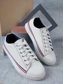 Carlton London - White Lace-ups Striped Sneakers