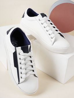 Carlton London - White-navy Blue Lace-ups Solid Sneakers